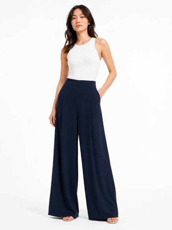 Uniqlo Pants - UNIQLO Dark Navy Wide Leg Knit Pants / Dress Trousers